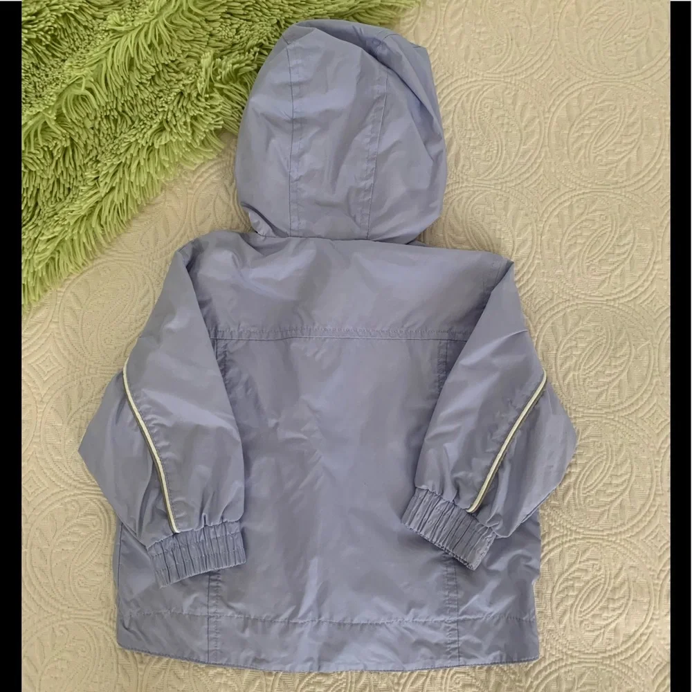 VTG Oshkosh Windbreaker Girls Size 18M Purple Jacket Hood Long Sleeves Lined